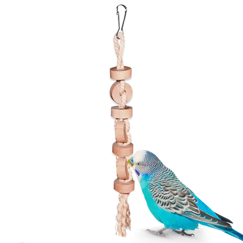 SunGrow Parakeet Wooden Chew Toy, Hanging Wood Cookies for Pecking and Chewing, Great for Parrots, Macaws, African Grays & Conures, 1 Pack - Image 1